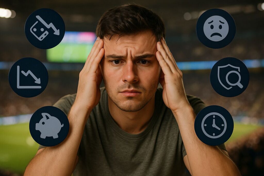 Homem preocupado com questões financeiras e emocionais.