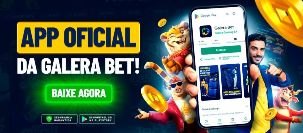 Aplicativo oficial Galera Bet para download na Play Store.