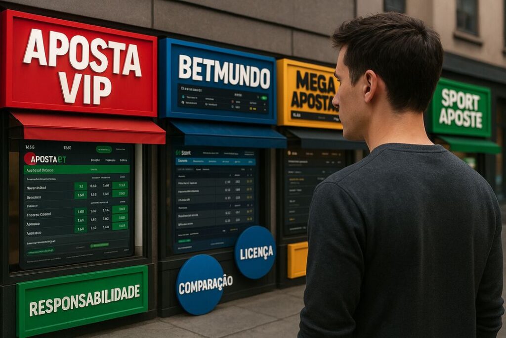 Homem observando odds em casa de apostas