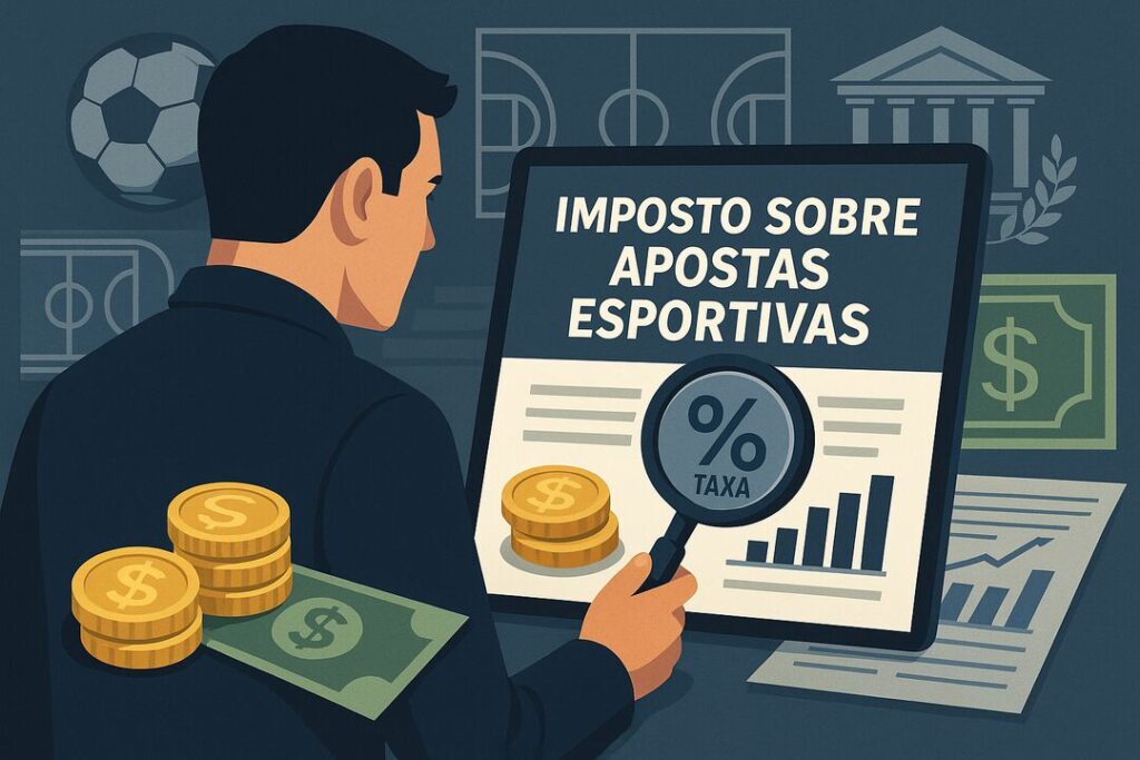 Homem analisando imposto sobre apostas esportivas