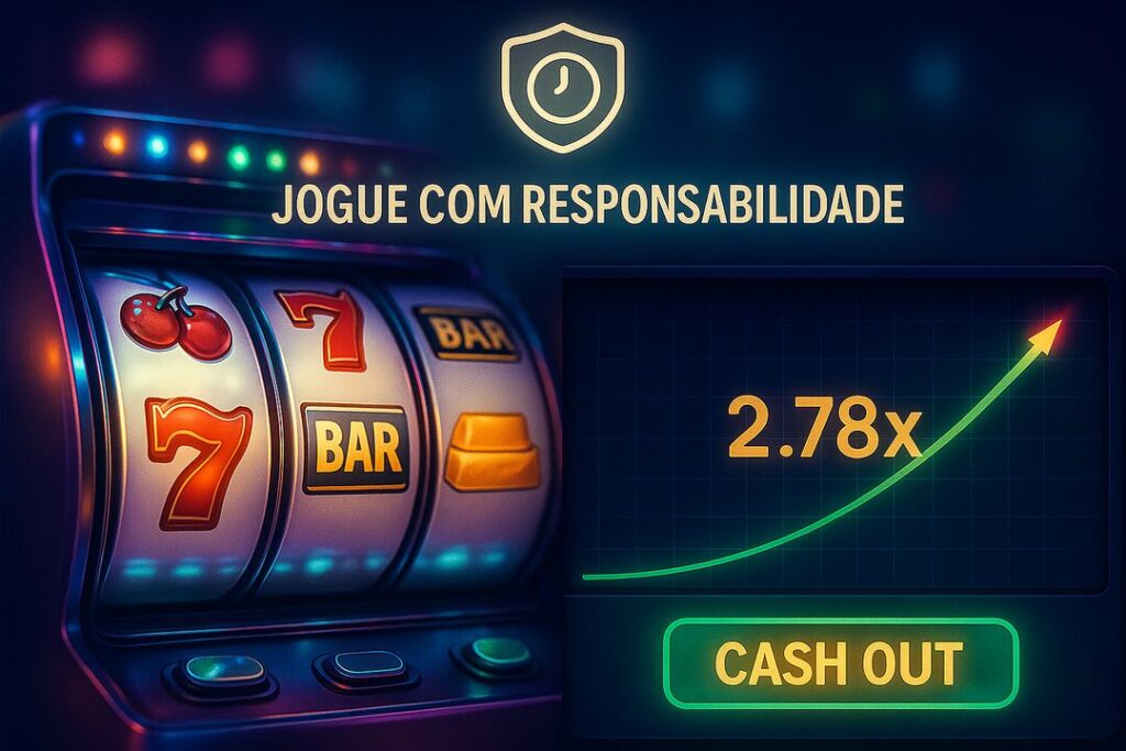 Máquina de caça-níqueis com aviso de responsabilidade